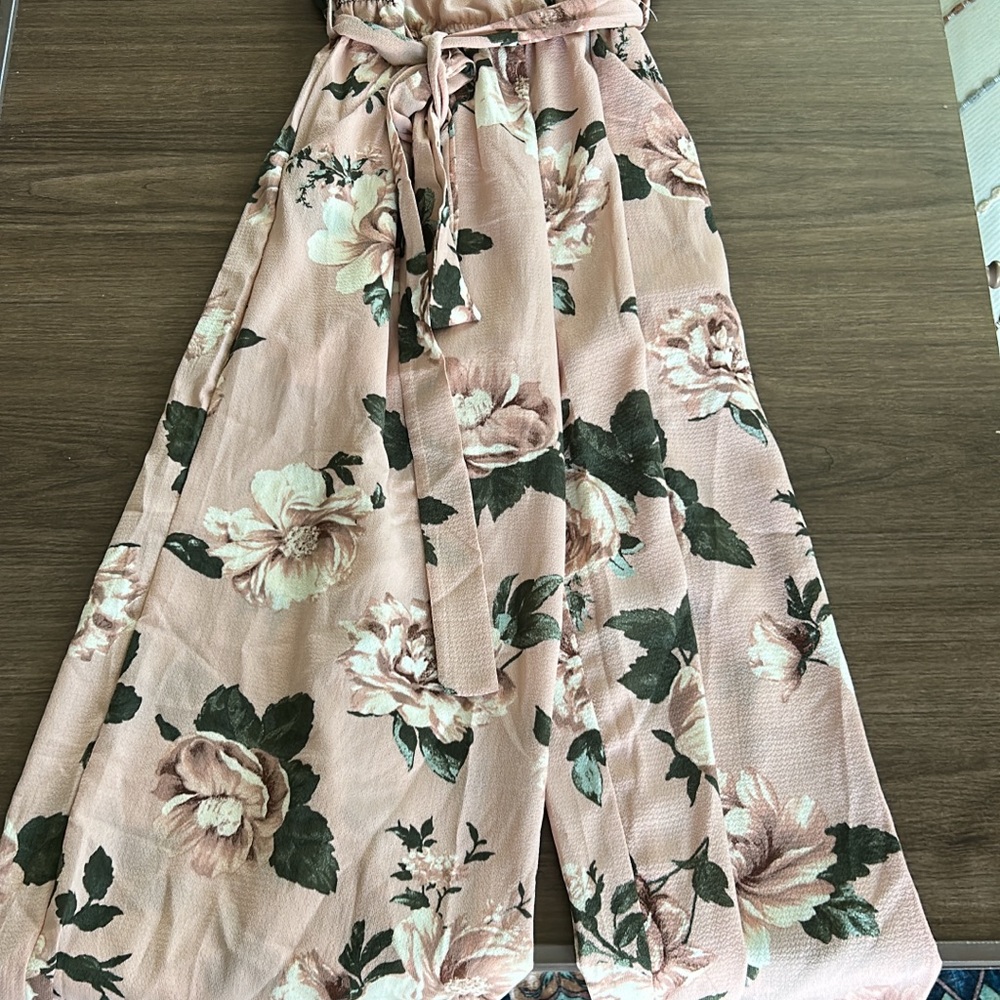 Purple Snow Floral Jumpsuit in Pink and Green